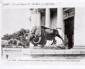 3 vues  - groupe sculpté : bison attaqué par un jaguar (ouvre la visionneuse)